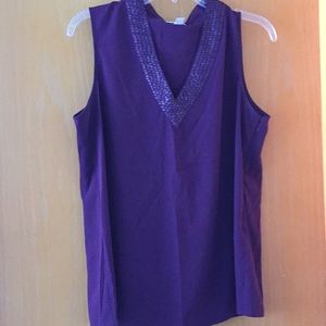 Calvin Klein purple sequined v-neck top